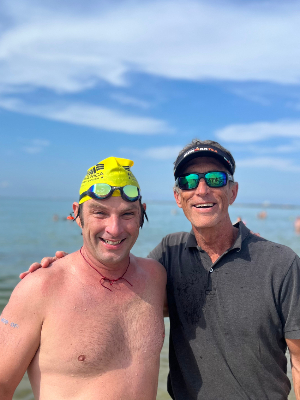 Jim and I after doing the 4 mile relay swim- July 2023